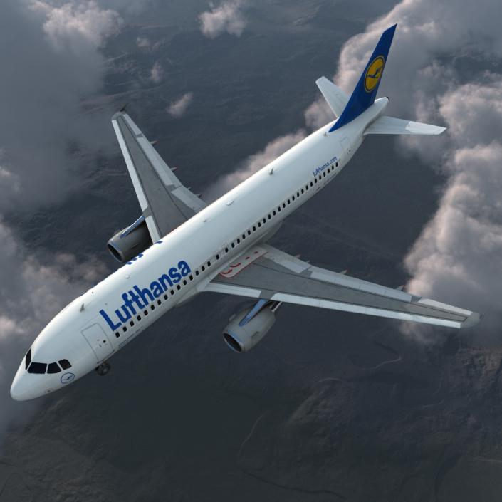 3D Airbus A320 Lufthansa Rigged model