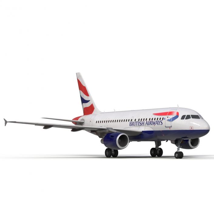 Airbus A318 British Airways Rigged 3D model
