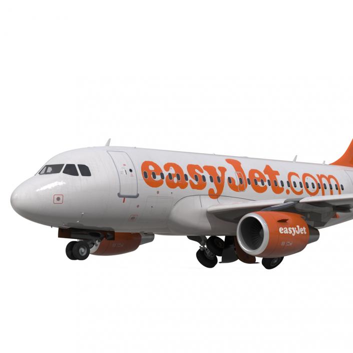 3D Airbus A318 EasyJet Rigged