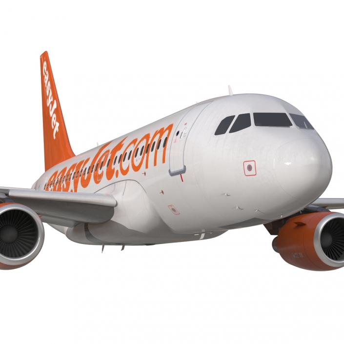 3D Airbus A318 EasyJet Rigged