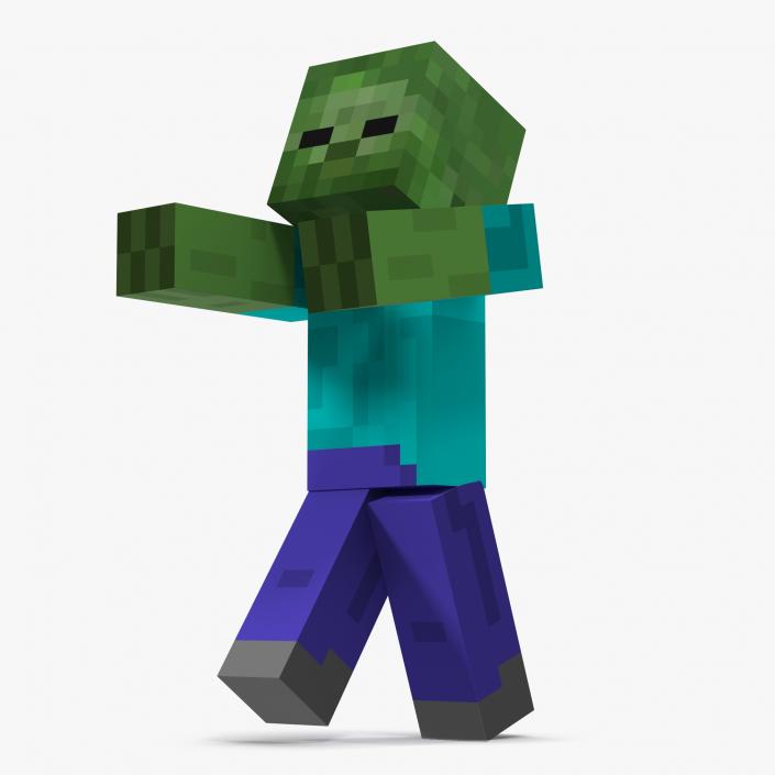 3D Minecraft Zombie Rigged model