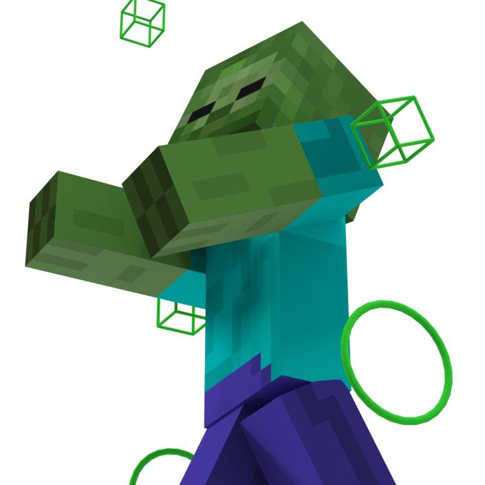 3D Minecraft Zombie Rigged model