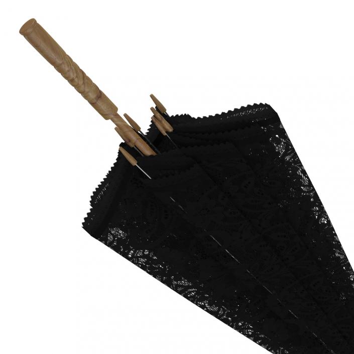 Umbrella Lace Parasol Folded Black 3D model