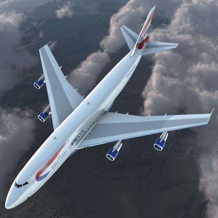 Boeing 747-300 British Airways Rigged 3D