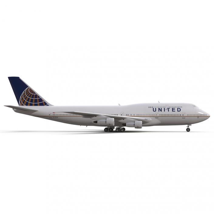 3D Boeing 747-300 United Rigged model