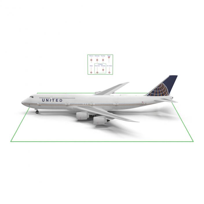 Boeing 747-8I United Rigged 3D
