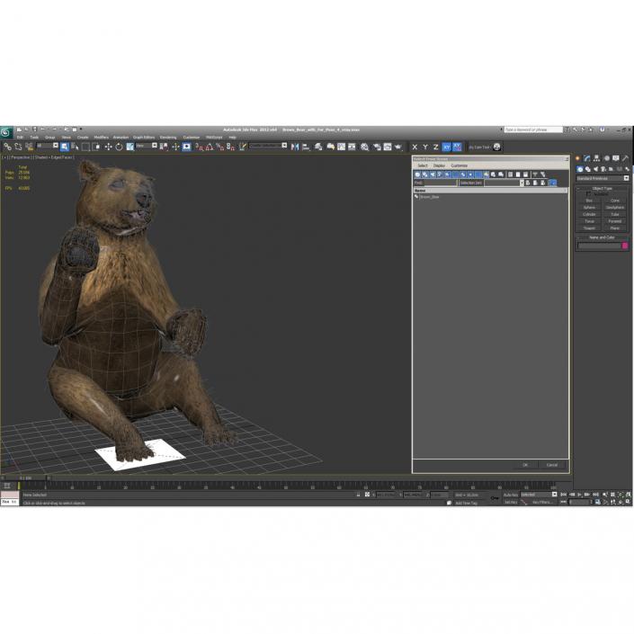 3D Brown Bear with Fur Pose 4
