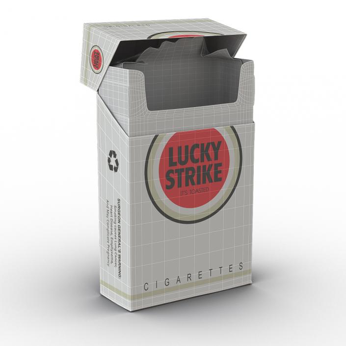Opened Cigarettes Pack Lucky Strike 3D Model 3D model
