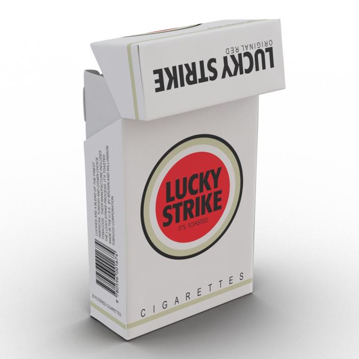 Opened Cigarettes Pack Lucky Strike 3D Model 3D model