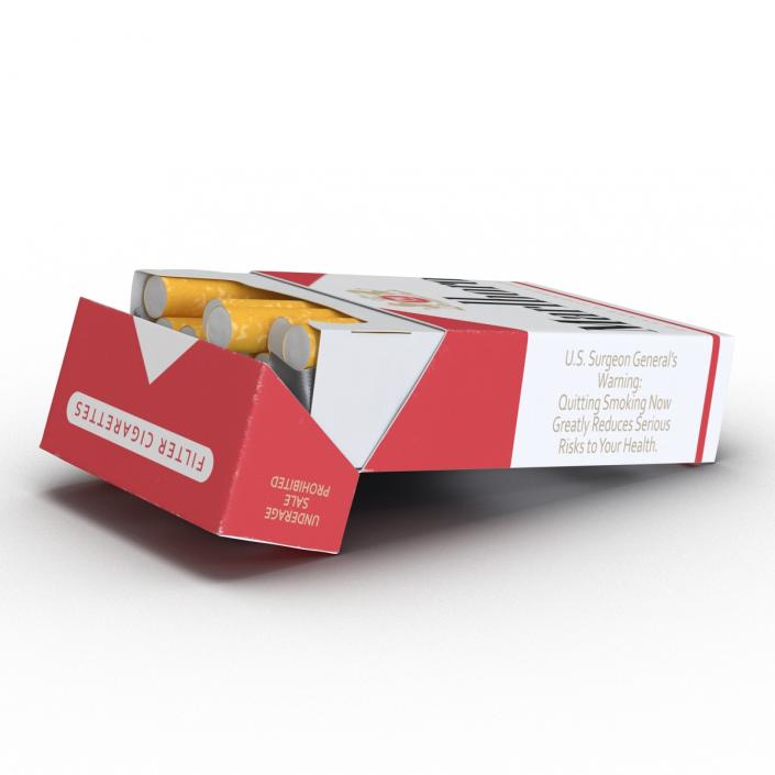 3D Opened Cigarettes Pack Marlboro