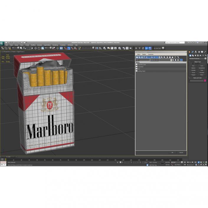 3D Opened Cigarettes Pack Marlboro