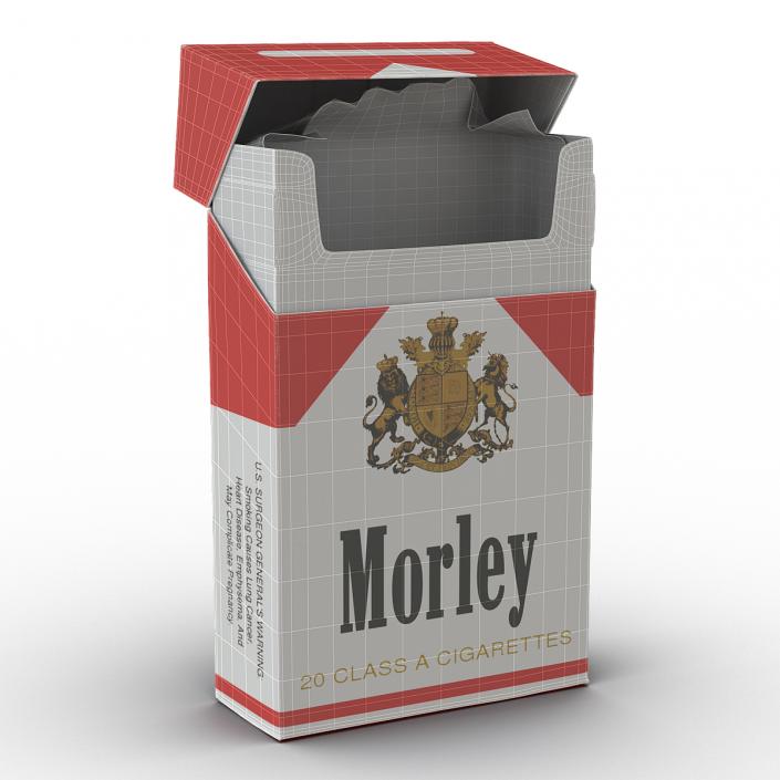 3D Opened Cigarettes Pack Morley 2