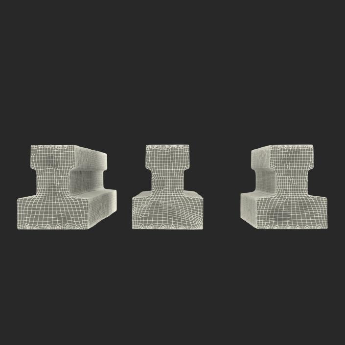 3D Concrete T-Beam Chunks Set