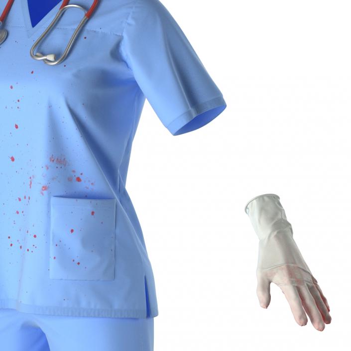 Female Surgeon Dress 15 Stained with Blood 3D