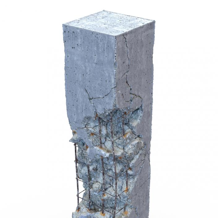 3D Concrete Pillar Damaged model