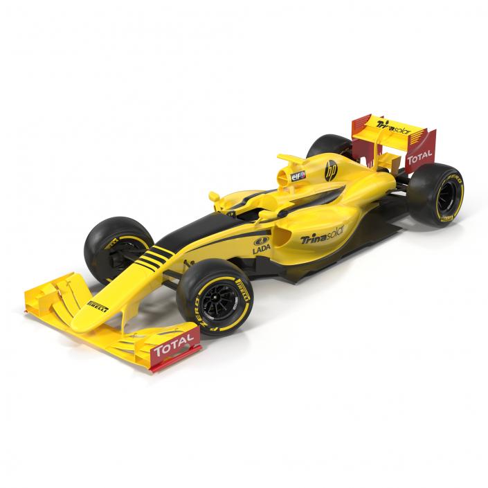 Formula One Car Rigged Yellow 3D model