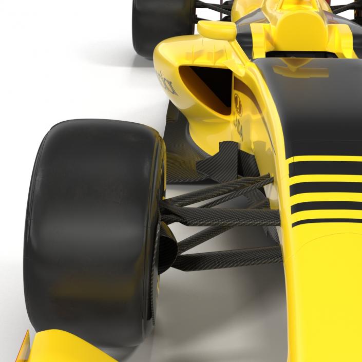 Formula One Car Rigged Yellow 3D model