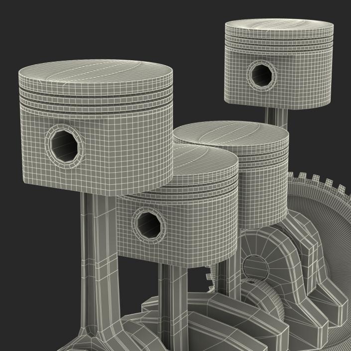 3D Engine Piston and Crankshaft model