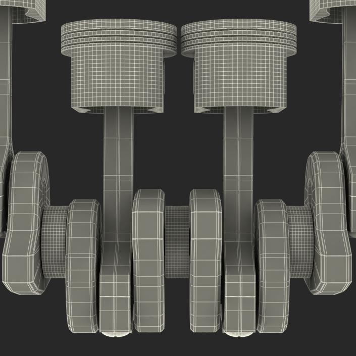 3D Engine Piston and Crankshaft model