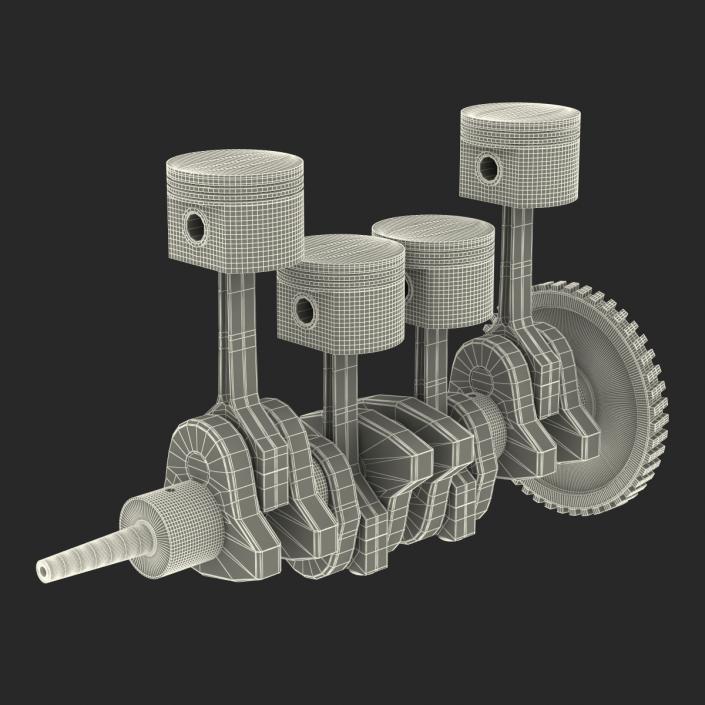 3D model Engine Piston and Crankshaft Rigged