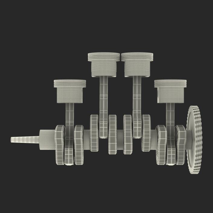 3D model Engine Piston and Crankshaft Rigged