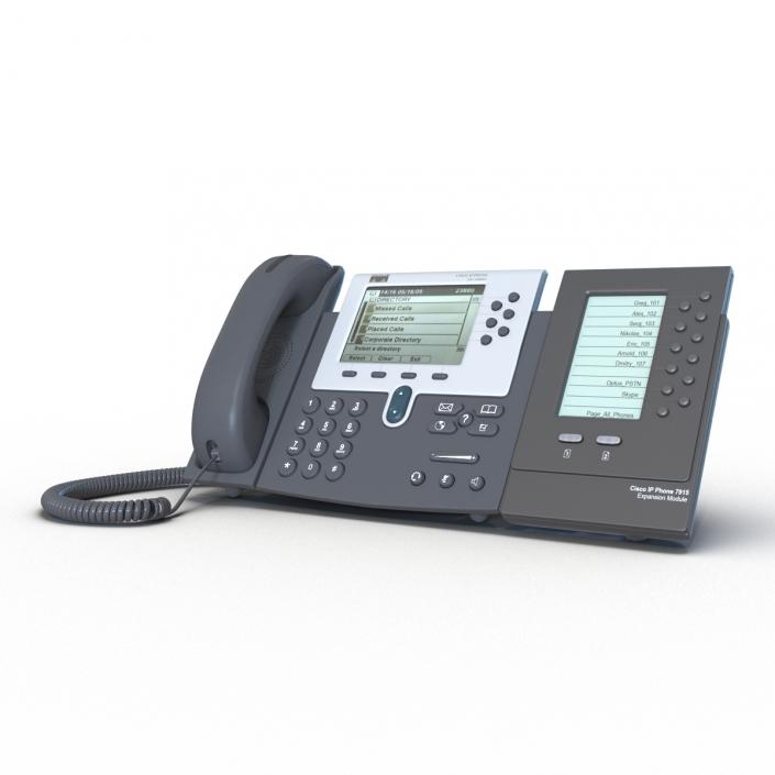 Cisco Unified IP Phone 7961G and Expansion Module 3D model