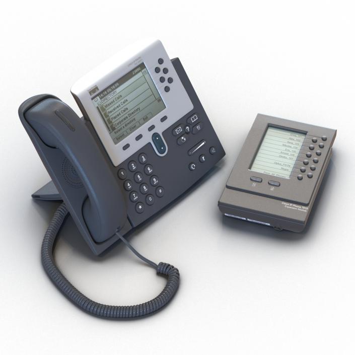 Cisco Unified IP Phone 7961G and Expansion Module 3D model