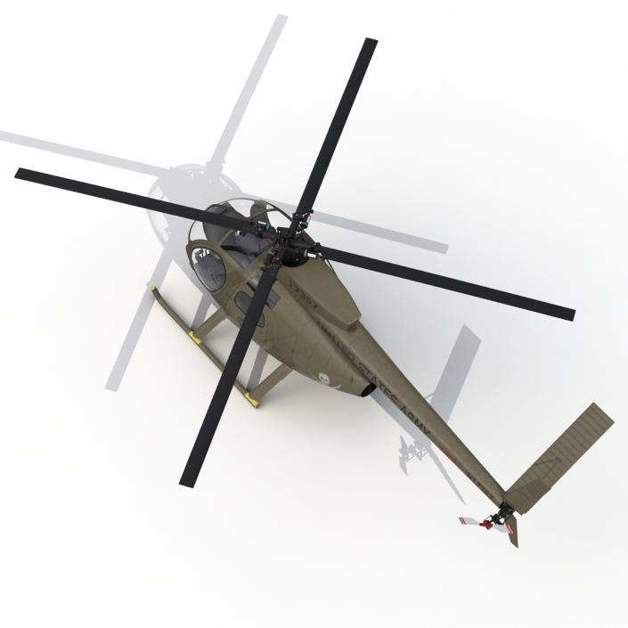 3D Light Helicopter Hughes OH-6 Cayuse Rigged Military