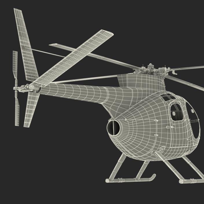 3D Light Helicopter Hughes OH-6 Cayuse Rigged Military