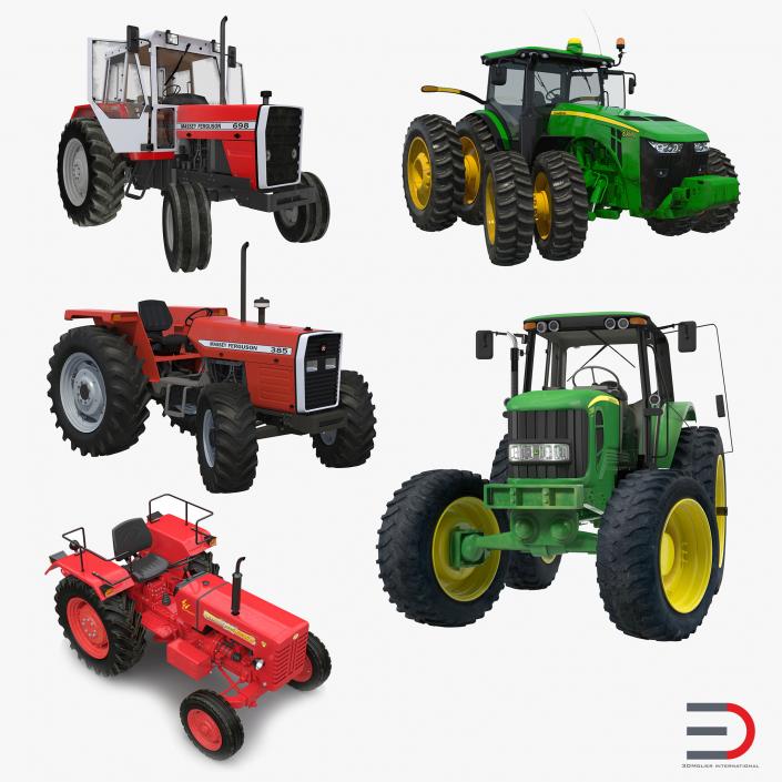 3D Rigged Tractors Collection 2 model