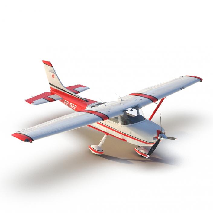 Cessna 182 Skylane Rigged Red 3D model