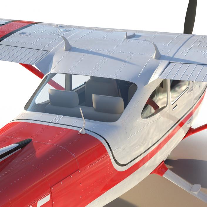 Cessna 182 Skylane Rigged Red 3D model