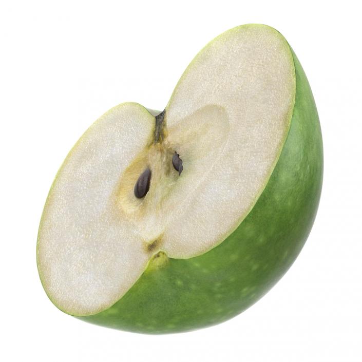 3D Green Apple Cut in Half model
