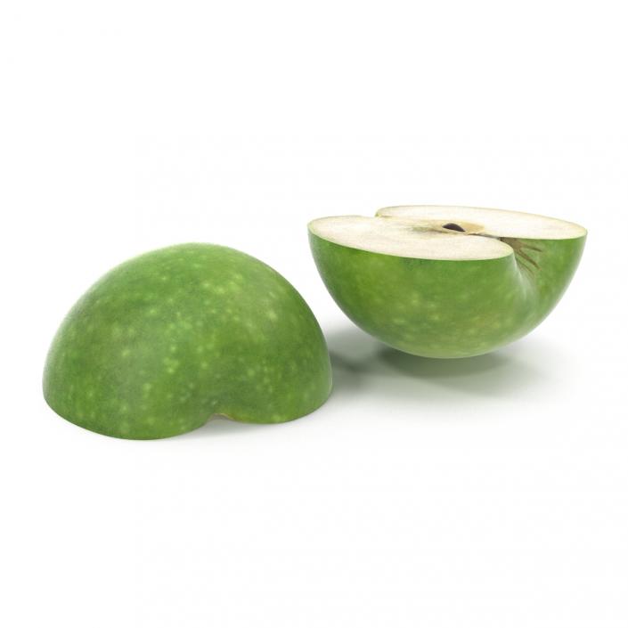 3D Green Apple Cut in Half model