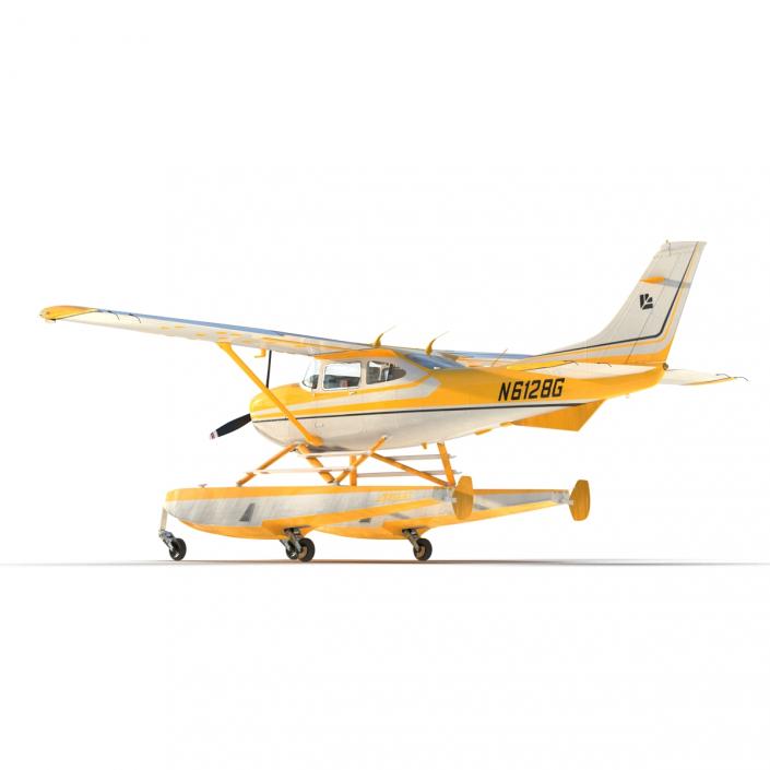 Cessna 182 Skylane on Floats Rigged Yellow 3D