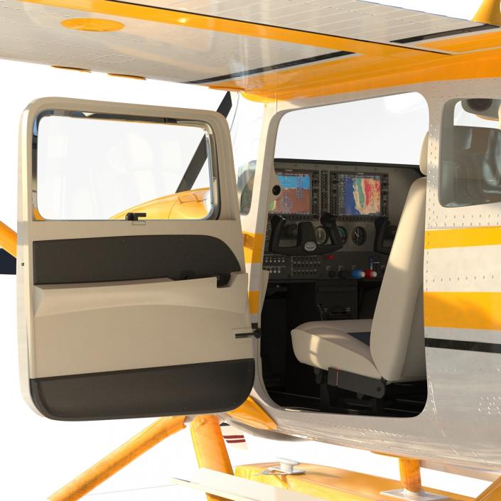 Cessna 182 Skylane on Floats Rigged Yellow 3D
