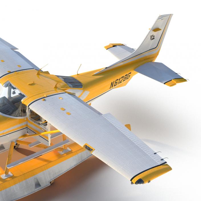 3D model Cessna 182 Skylane on Floats Yellow