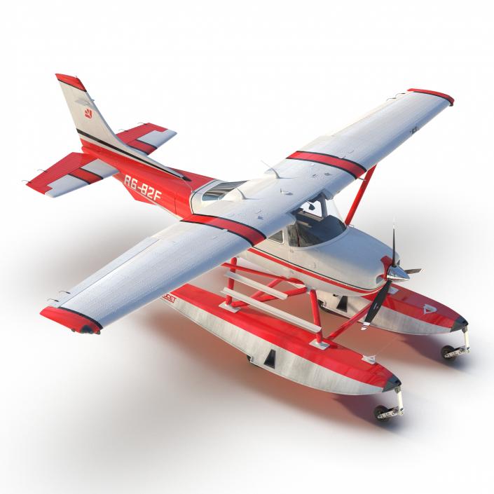 Cessna 182 Skylane on Floats Red 3D