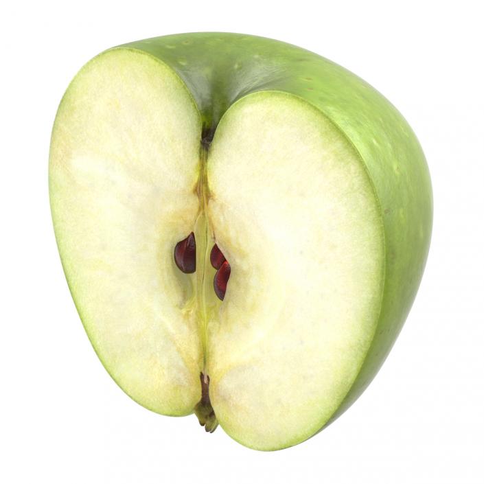 3D Green Apple Half