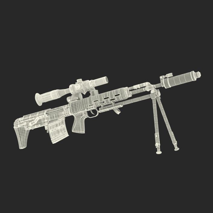 3D Bullpup Sniper Rifle Dragunov SVU model