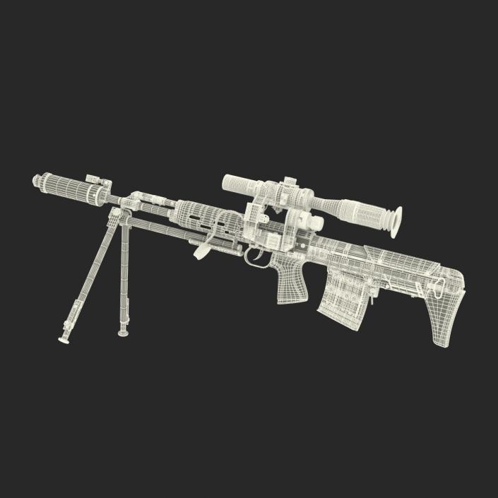 3D Bullpup Sniper Rifle Dragunov SVU model