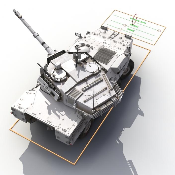 Wheeled Tank Destroyer B1 Centauro Rigged White 3D