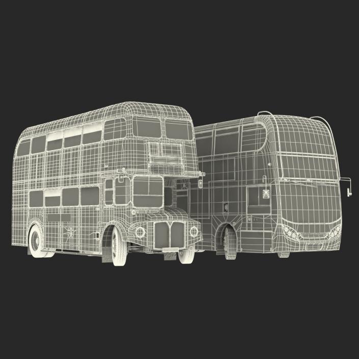 3D model London Buses Rigged Collection