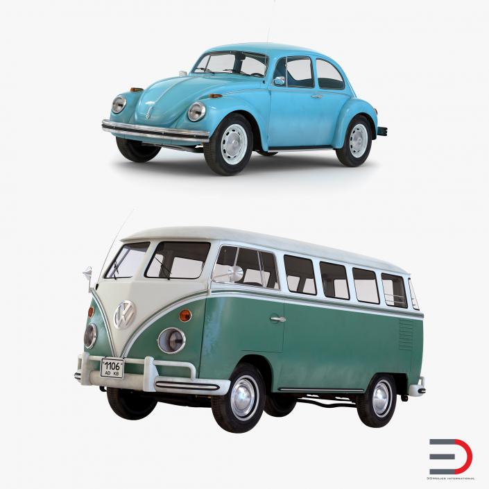 Retro Volkswagen Cars Collection 3D
