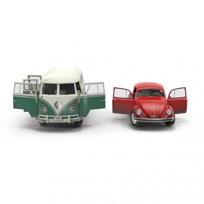 Retro Volkswagen Cars Rigged Collection 3D model