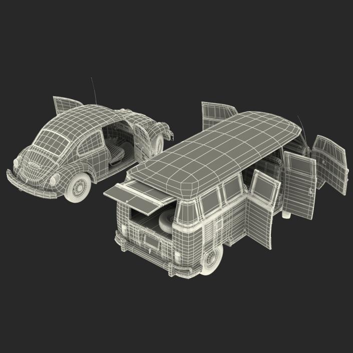 Retro Volkswagen Cars Rigged Collection 3D model