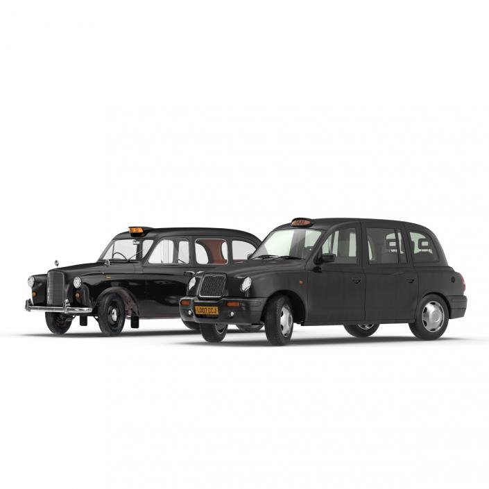 3D model London Bus and Taxi Rigged Vehicle Set 2