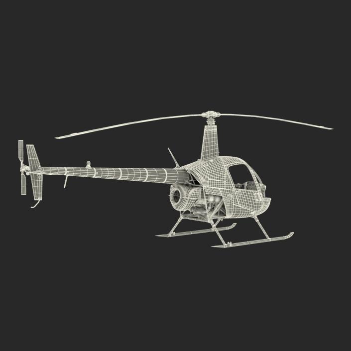 Helicopter Robinson R22 Rigged Red 3D model