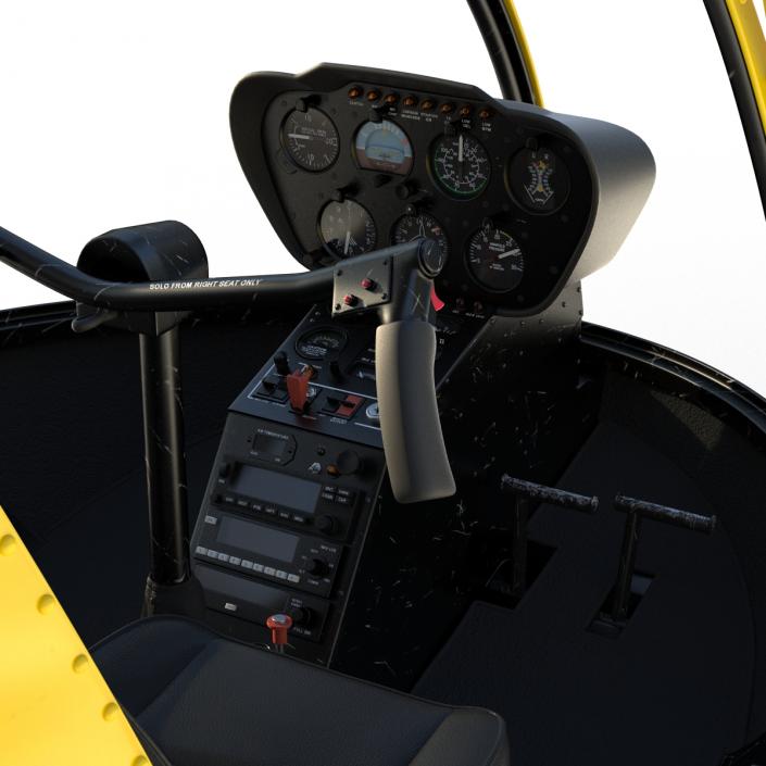 Helicopter Robinson R22 Rigged Yellow 3D