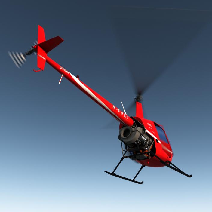 Helicopter Robinson R22 Red 3D